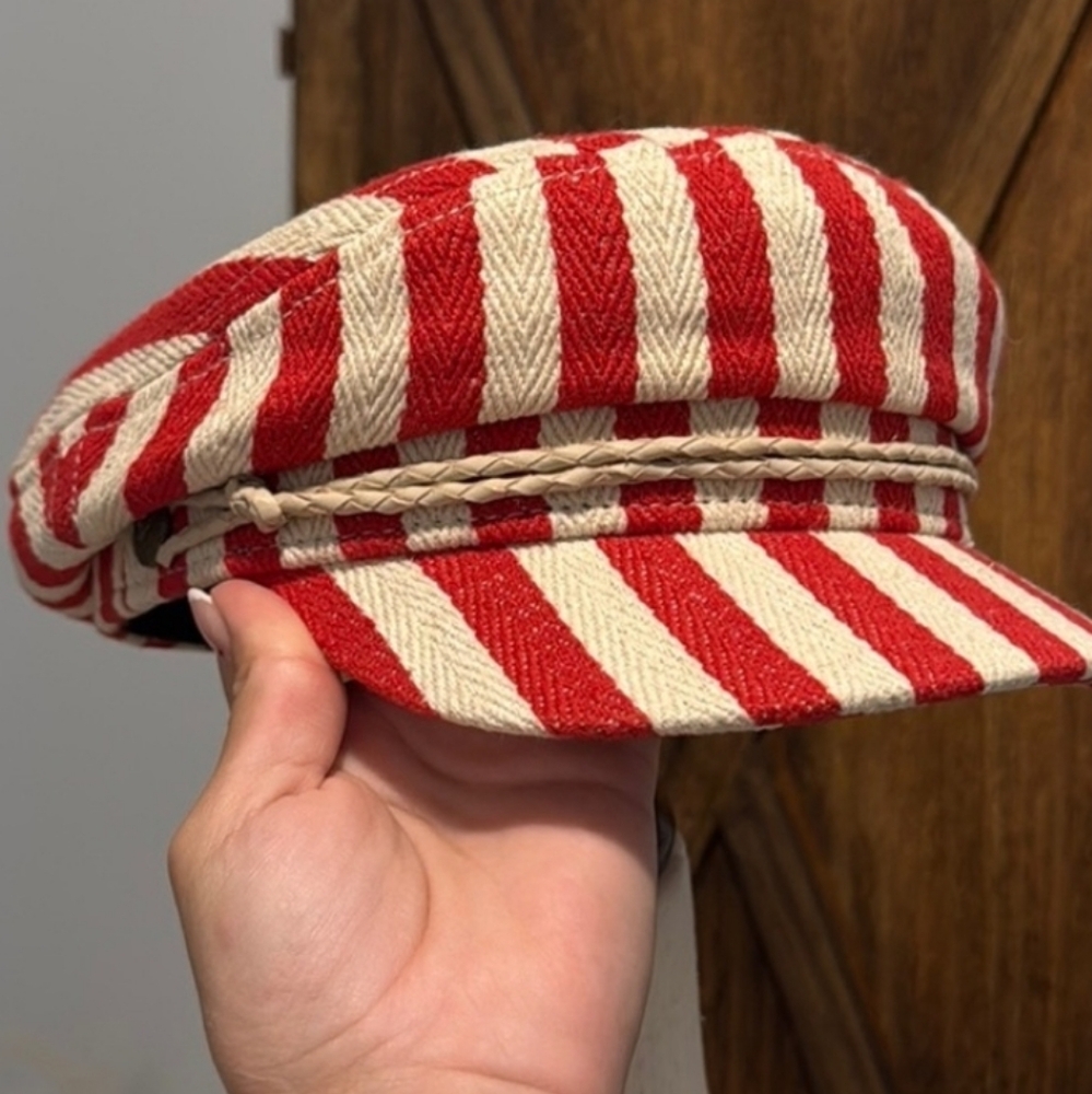Brixton Red and Cream Striped Hat - Picture 3 of 6